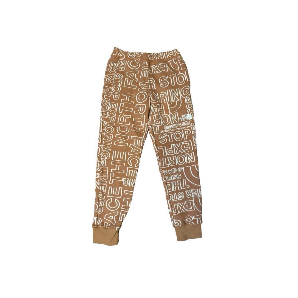 North Face NEW Boys Fleece Joggers Almond Butter Size Medium/10 Spellout - Picture 2 of 10